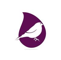 diseño del logotipo del concepto de forma de gota bullfinch. pájaro de concepto abstracto.