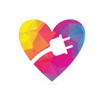 Electric plug heart shape concept logo design vector