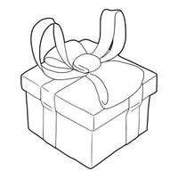 Gift box with ribbon bow icon, outline style vector