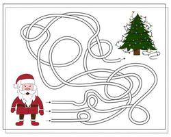 A puzzle game for kids, go through the maze. Cartoon Santa. vector