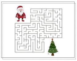 A puzzle game for kids, go through the maze. Cartoon Santa. vector
