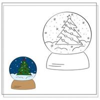 Coloring book for children. Draw a snow globe based on the drawing. Vector illustration