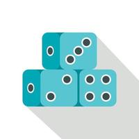 Blue dice cubes icon, flat style vector