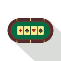 Green poker table icon, flat style vector