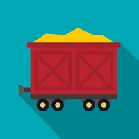 Cart on wheels with gold icon, flat style vector