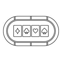 Poker table with playing cards icon, outline style vector