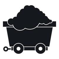 Cart on wheels with coal icon, simple style vector