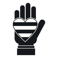 Hand holding heart of LGBT icon, simple style vector