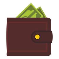 Leather purse icon, flat style vector