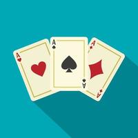 Aces playing cards icon, flat style vector