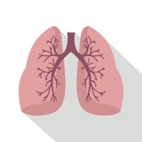 icono de pulmones, estilo plano vector