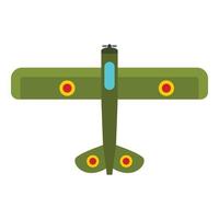 icono de biplano del ejército, estilo plano vector