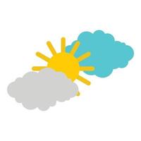Clouds and sun icon, flat style