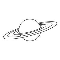 Saturn planet icon, outline style vector