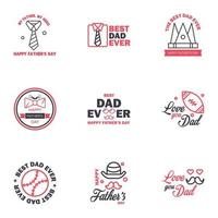 Happy fathers day 9 Black and Pink vintage retro type font Illustrator eps10 Editable Vector Design Elements