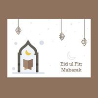 ilustración de tarjeta de felicitación de eid mubarak vector