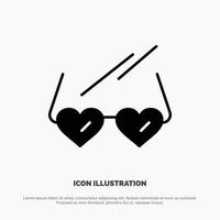 Glasses Love Heart Wedding solid Glyph Icon vector