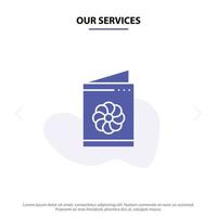 Our Services Business Card Card Greeting Card Identification Card Solid Glyph Icon Web card Template vector