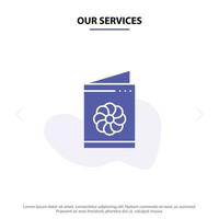 Our Services Business Card Card Greeting Card Identification Card Solid Glyph Icon Web card Template vector