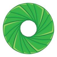 icono de obturador verde, estilo de dibujos animados vector