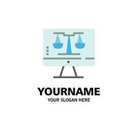 Digital Law Online Computer Technology Screen Business Logo Template Flat Color vector