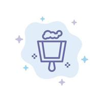 Broom Dustpan Sweep Blue Icon on Abstract Cloud Background vector