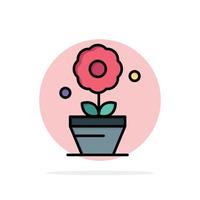 Plant Growth Flower Abstract Circle Background Flat color Icon vector
