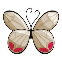 icono de mariposa blanca, estilo de dibujos animados vector