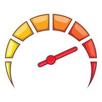 Speedometer at maximum speed icon, cartoon style vector