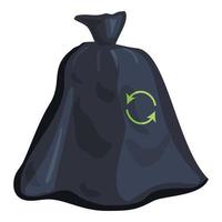 Garbage bag icon, cartoon style vector