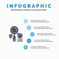 Search Location Finder Graph  Solid Icon Infographics 5 Steps Presentation Background vector