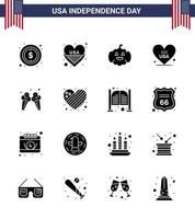 16 iconos creativos de estados unidos signos de independencia modernos y símbolos del 4 de julio de helado de crema calabaza estados unidos amor elementos de diseño vectorial editables del día de estados unidos vector