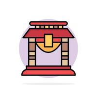 Door Bridge China Chinese Abstract Circle Background Flat color Icon vector