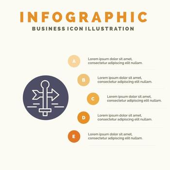 tablero guía mapa mapa puntero viaje sólido icono infografía 5 pasos presentación antecedentes vector
