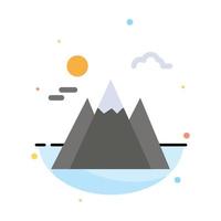 Landscape Mountain Sun Abstract Flat Color Icon Template vector