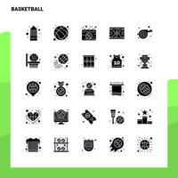 25 conjunto de iconos de baloncesto plantilla de ilustración de vector de icono de glifo sólido para ideas web y móviles para empresa comercial