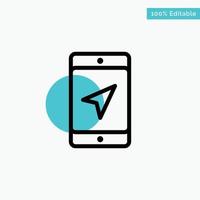 Mobile Location Map Service turquoise highlight circle point Vector icon