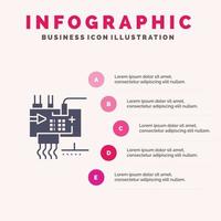 ensamblar personalizar partes de ingeniería electrónica icono sólido infografía 5 pasos presentación antecedentes vector