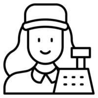 Cashier Female Line Icon vector