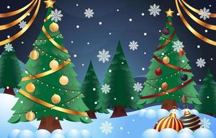 Christmas Tree And Snow Background vector