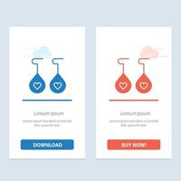 Earing Love Heart  Blue and Red Download and Buy Now web Widget Card Template vector