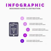 plantilla de presentación de infografía wifi de servicio de señal móvil presentación de 5 pasos vector