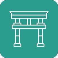 Torii Gate Line Round Corner Background Icons vector
