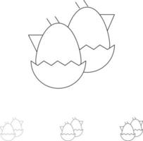 Egg Baby Easter Nature Bold and thin black line icon set vector