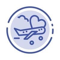 Fly Airplane Plane Airport Blue Dotted Line Line Icon vector