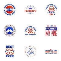 Set of fathers day 9 Blue and red design elements Editable Vector Design Elements