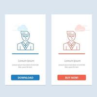 Man User Manager Student  Blue and Red Download and Buy Now web Widget Card Template vector