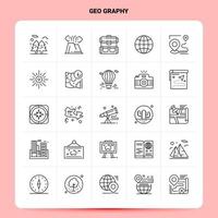 OutLine 25 Geo Graphy Icon set Vector Line Style Design Black Icons Set Linear pictogram pack Web and Mobile Business ideas design Vector Illustration