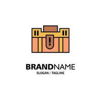 Briefcase Business Case Holding Portfolio Suitcase Travel Business Logo Template Flat Color vector