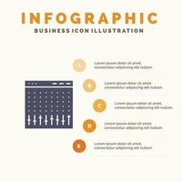 consola control controlador hardware mezclador sólido icono infografía 5 pasos presentación antecedentes vector